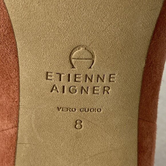 Etienne Aigner Simone Peep Toe Bootie Womens size 8 Clay Suede - Picture 8 of 12